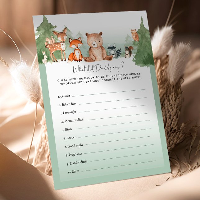 Lámina Juego de Baby Shower Woodland ¿Qué dijo papá? (Subido por el creador)
