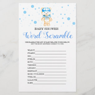 Lámina Juego de Baby Shower Word Scramble Blue Boy