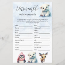 Juego de Baby Shower Word Scramble Blue Winboy