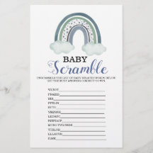 Juego de Baby Shower Word Scramble Rainbow