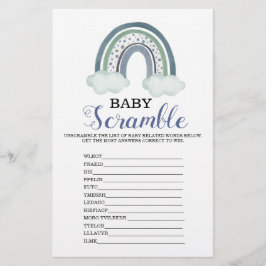 Lámina Juego de Baby Shower Word Scramble Rainbow