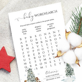 Lámina Juego de Baby Shower Word Search Winter Woodland