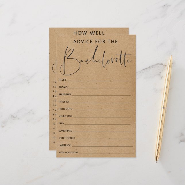 Lámina Juego de Bachelorette de Doble cara (Anverso/Reverso In Situ)