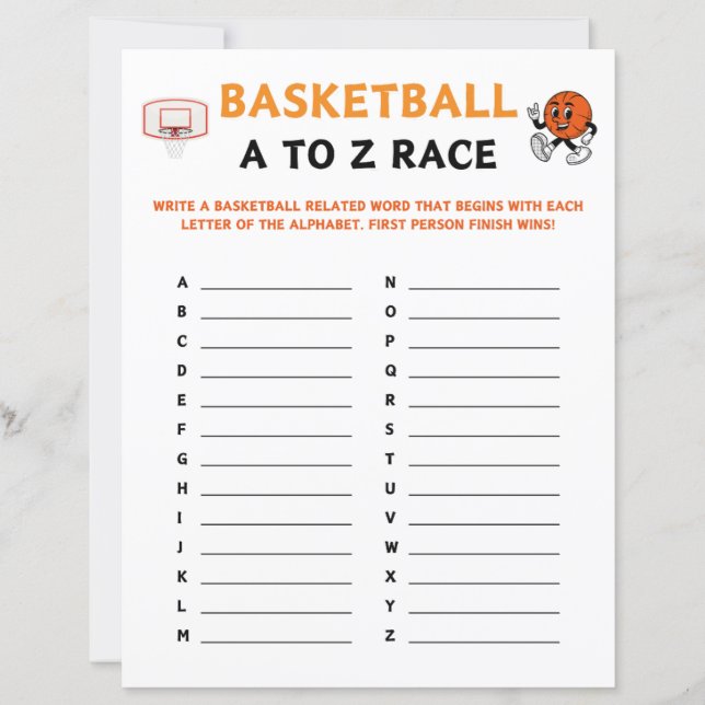 Lámina Juego De Baloncesto A A Z (Anverso)