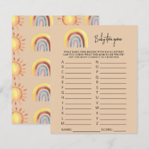 Lámina Juego de Bebé Boho Rainbow. Juego Baby Shower