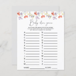 Lámina Juego de Bebé con flores silvestres. Juego Baby Sh