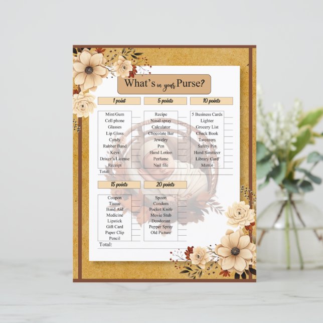 Lámina Juego de Bebé Floral Boho Rústico en tu Bolso (Anverso de pie)