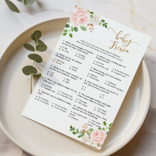 Lámina juego de bebé trivia floral rosa Rubor