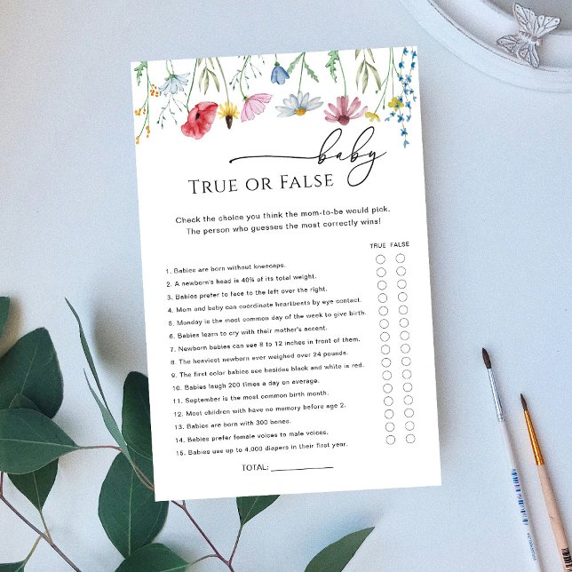 Lámina Juego de bebé verdadero o falso de flores silvestr (Subido por el creador)