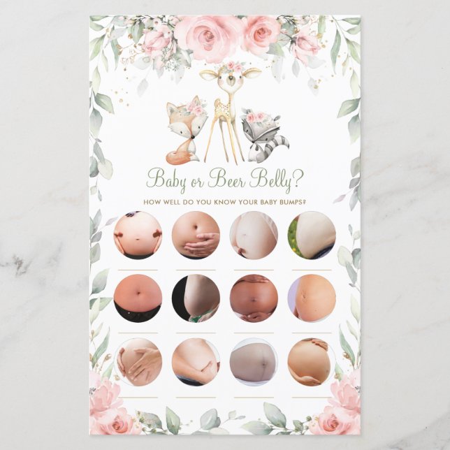 Lámina Juego de Belly de Cerveza o Bebé Floral Animal de  (Anverso)