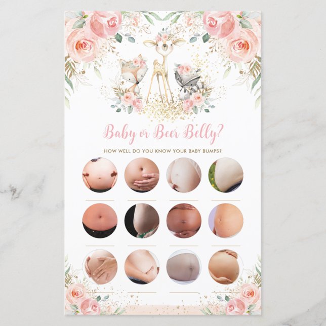 Lámina Juego de Belly de Cerveza o Bebé Floral Animal de  (Anverso)