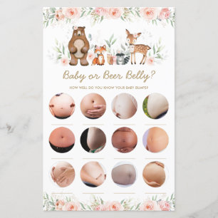 Lámina Juego de Belly de Cerveza o Bebé Floral de Woodlan