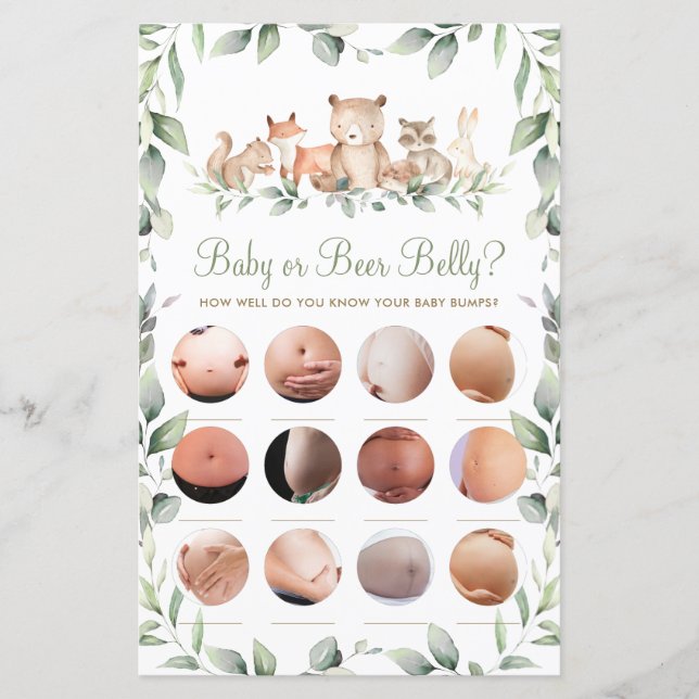 Lámina Juego de Belly de cerveza o de bebé de Woodland An (Anverso)