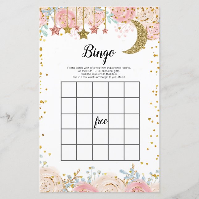 Lámina Juego de bingo acuarela de trineo dorado (Anverso)