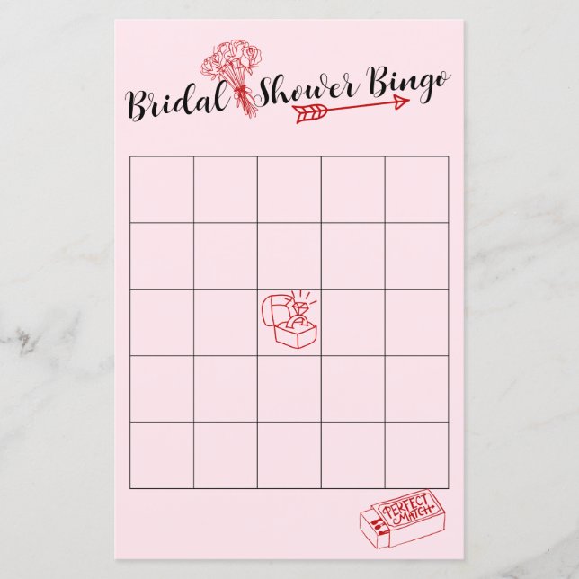 Lámina Juego de Bingo Adorable de Ducha Británica Rosa y  (Anverso)