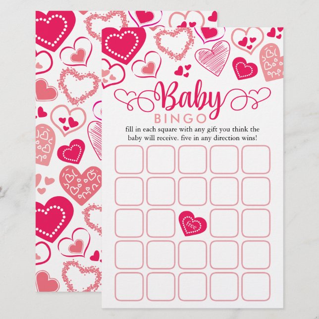 Lámina Juego de bingo "Baby Love", El día de San Valentín (Anverso / Reverso)