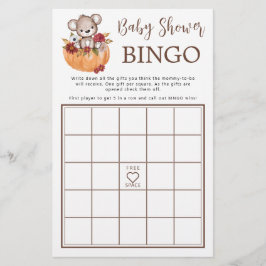 Lámina Juego de Bingo Baby Shower Bear Bear Fall