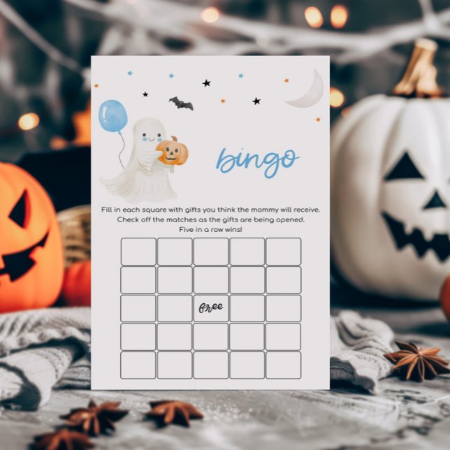 Lámina Juego de Bingo Baby Shower Boy Little Boo Hallowee (A Little Boo Baby Shower Bingo Game)