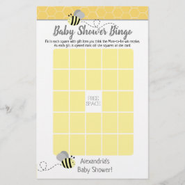 Lámina Juego de Bingo Baby Shower Bumble Gray