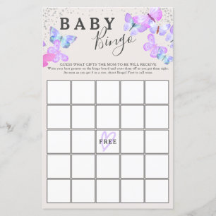 Lámina Juego de bingo Baby Shower Butterfly Skies Butterf