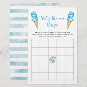 Lámina Juego de bingo Baby Shower Cream Blue Ice Cream