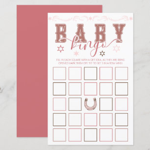 Lámina Juego de Bingo Baby Shower de Cowgirl - Estilo de 