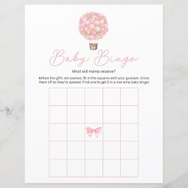 Lámina Juego de Bingo Baby Shower de globo aerostático ro