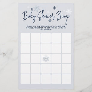 Lámina Juego de bingo Baby Shower de invierno moderno y m