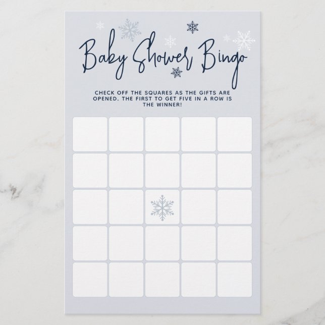 Lámina Juego de bingo Baby Shower de invierno moderno y m (Anverso)