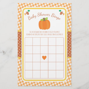 Lámina Juego de Bingo Baby Shower de la Calabaza Caída