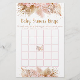 Lámina Juego de bingo Baby Shower de oro rosa pampas