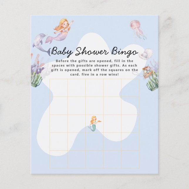 Lámina Juego de bingo Baby Shower de Sirmaid ilustrado (Anverso)