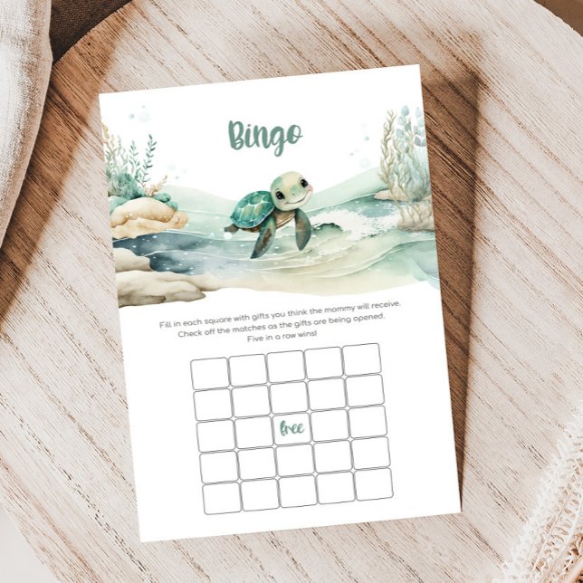 Lámina Juego de Bingo Baby Shower de Tortuga de Mar (Sea Turtle Baby Shower Game
)