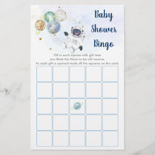 Lámina Juego de Bingo Baby Shower del Astronauta Blue Gol