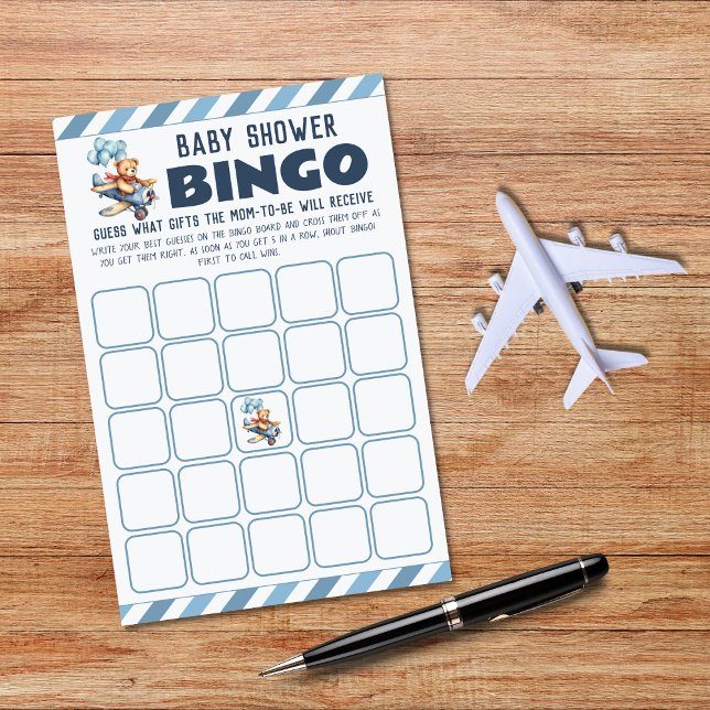 Lámina Juego de Bingo Baby Shower del chico del avión de  (Subido por el creador)