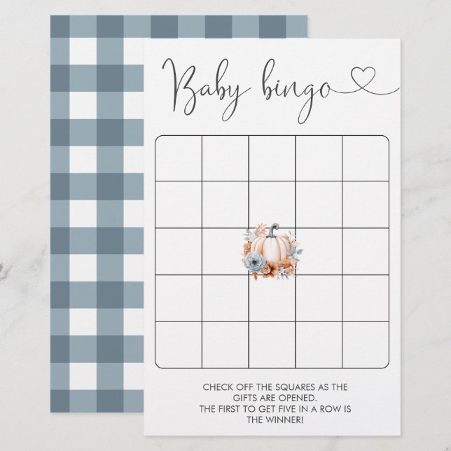 Lámina Juego de Bingo Baby Shower del niño pequeño calaba (Anverso / Reverso)