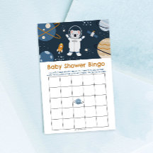 Juego de bingo Baby Shower en el espacio exterior