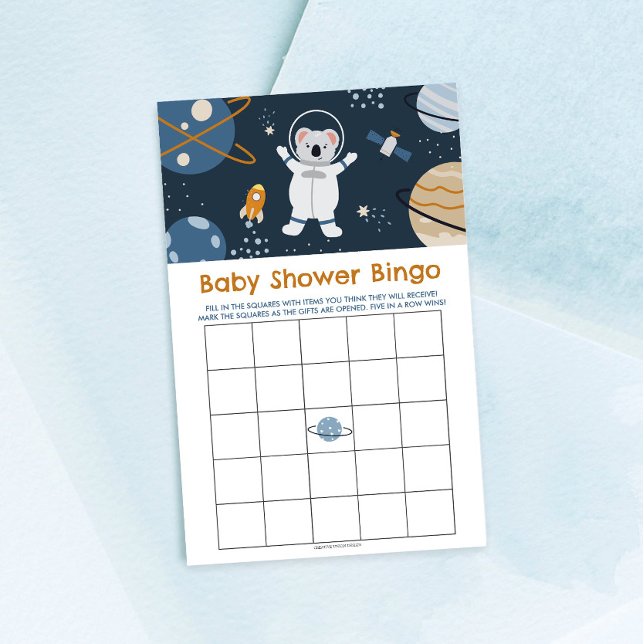 Lámina Juego de bingo Baby Shower en el espacio exterior (Subido por el creador)