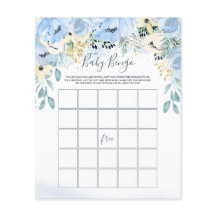 Juego de Bingo Baby Shower Floral Blue