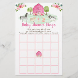 Lámina Juego de Bingo Baby Shower Floral de Granja Rosa