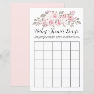 Lámina Juego de Bingo Baby Shower Floral Rosa Rosa