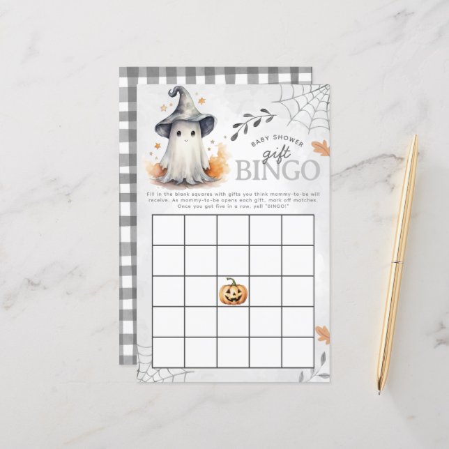 Lámina Juego de Bingo Baby Shower Ghost de Halloween (Anverso/Reverso In Situ)