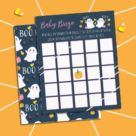 Lámina Juego de bingo Baby Shower -Halloween- Azul oscuro