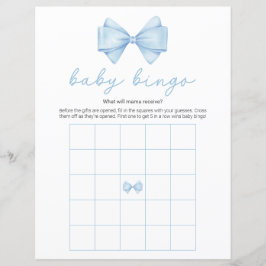 Lámina Juego de bingo Baby Shower moderno Blue Bow