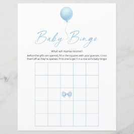 Lámina Juego de bingo Baby Shower moderno con globo azul