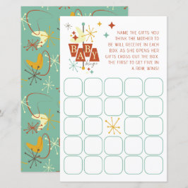 Lámina Juego de Bingo Baby Shower moderno de mediados del