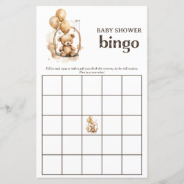 Lámina Juego de Bingo Baby Shower Neutral para Oso de Ted