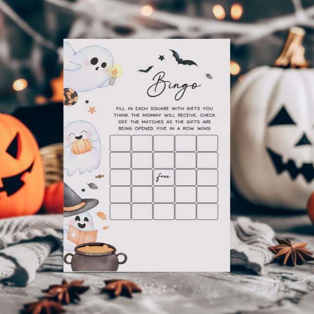 Lámina Juego de Bingo Baby Shower para naranja Little Boo (Orange Little Boo Baby Shower Bingo Game)