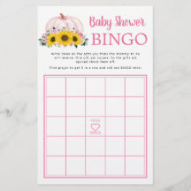 Juego de Bingo Baby Shower rosa de girasol