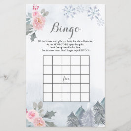 Lámina Juego de Bingo Baby Shower Snowflakes Winter Flora